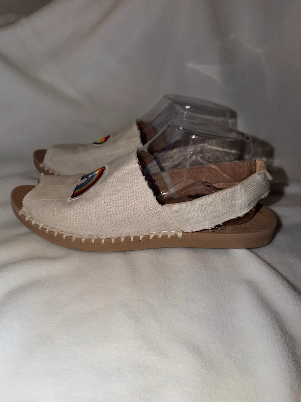 Reef Escape Sling sandals natural fiber color embroidered rainbow & heart Size 8 - Picture 6 of 10
